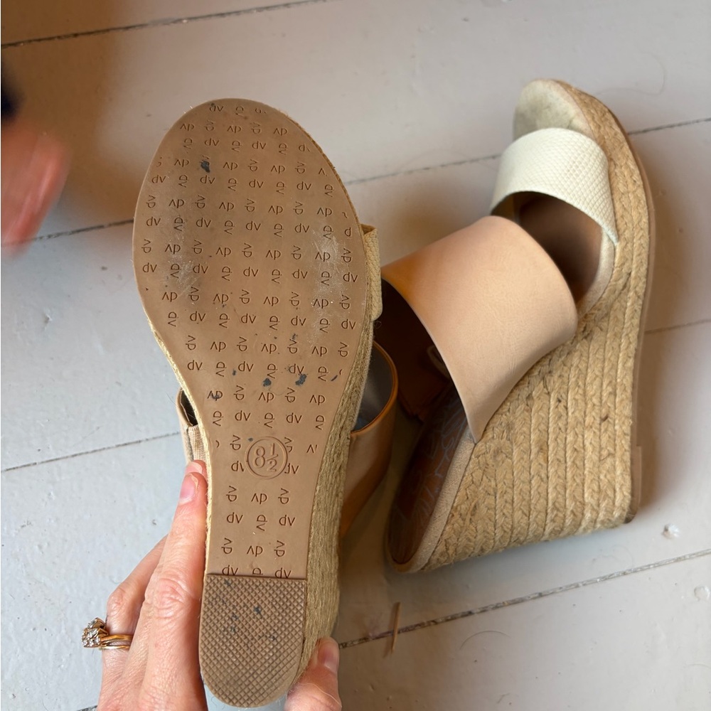 DV by Dolce Vita Cream and Tan Wedge Sandals